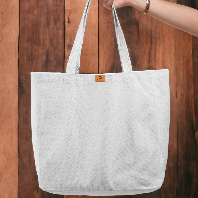 Picture of SamiaCrafts Fashionable Simple Solid White Color Hand and Shoulder without Design Canvas Tote Bag For Girls With Zipper for Everyday Daily Use