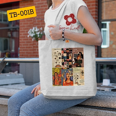 Picture of Samia Craft Various Aesthetic Colors & Planet Star Design Canvas Tote Bag with Zipper for women Daily Everyday Use - Suitable for School College University Students