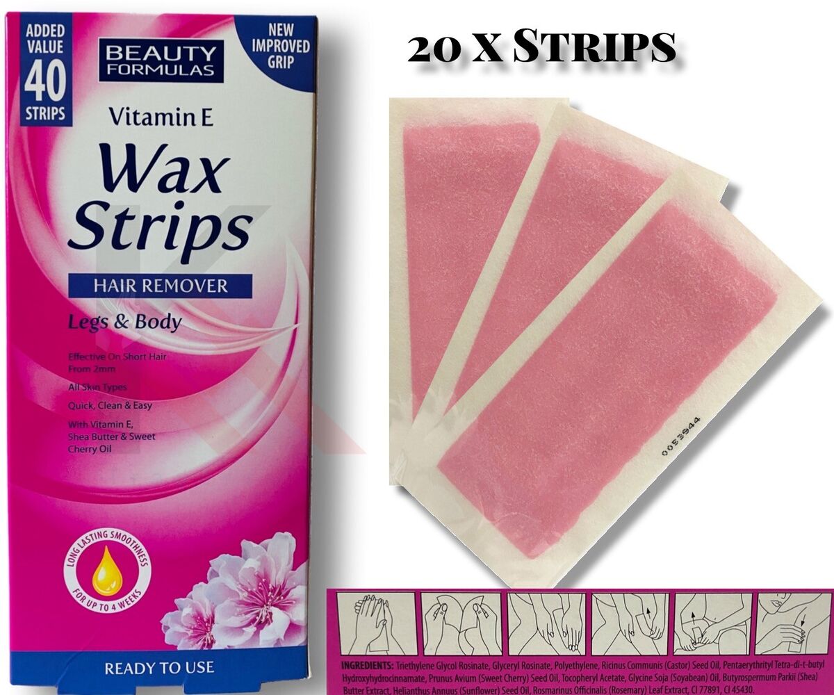 Picture of International UK product Skin care Vitamin E Wax Strips Hair Remover Legs & Body used for male/ female - 40 pcs
