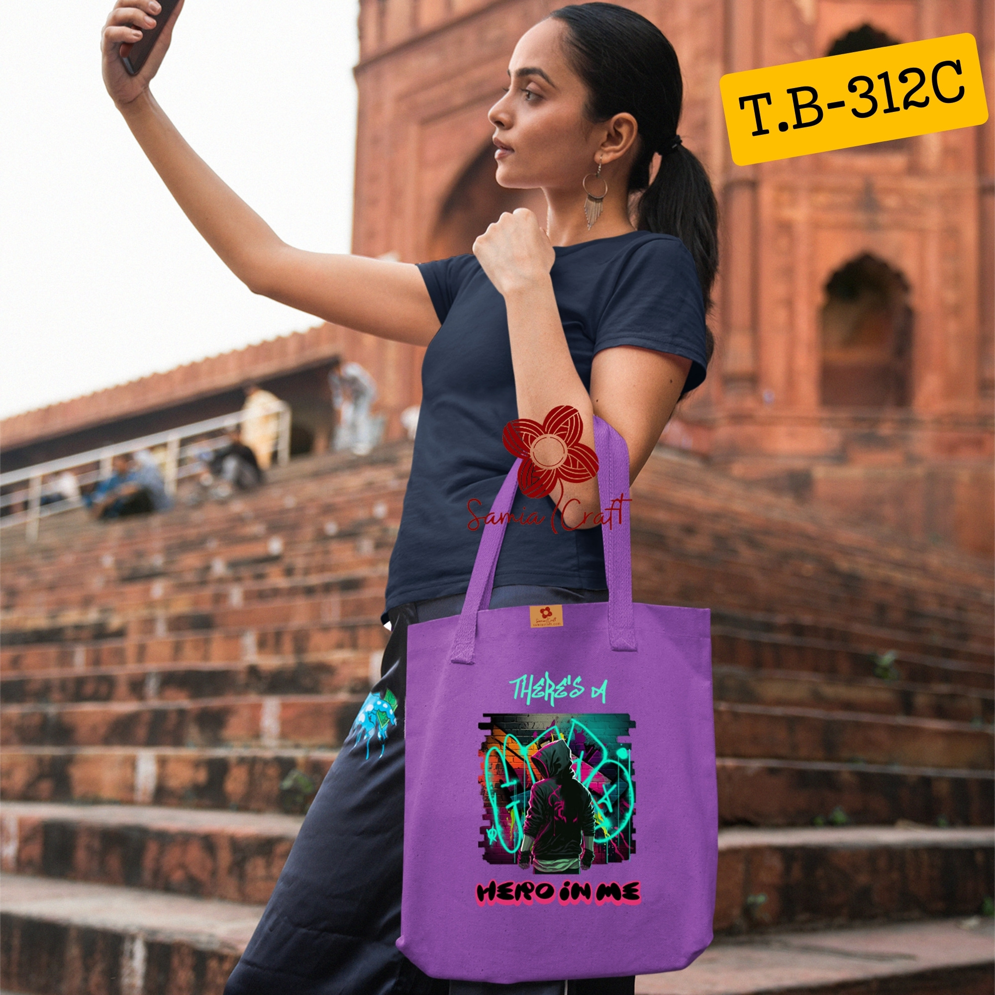 Picture of Samia Craft Canvas Connoisseur: Digital Print Tote in Rich Colors