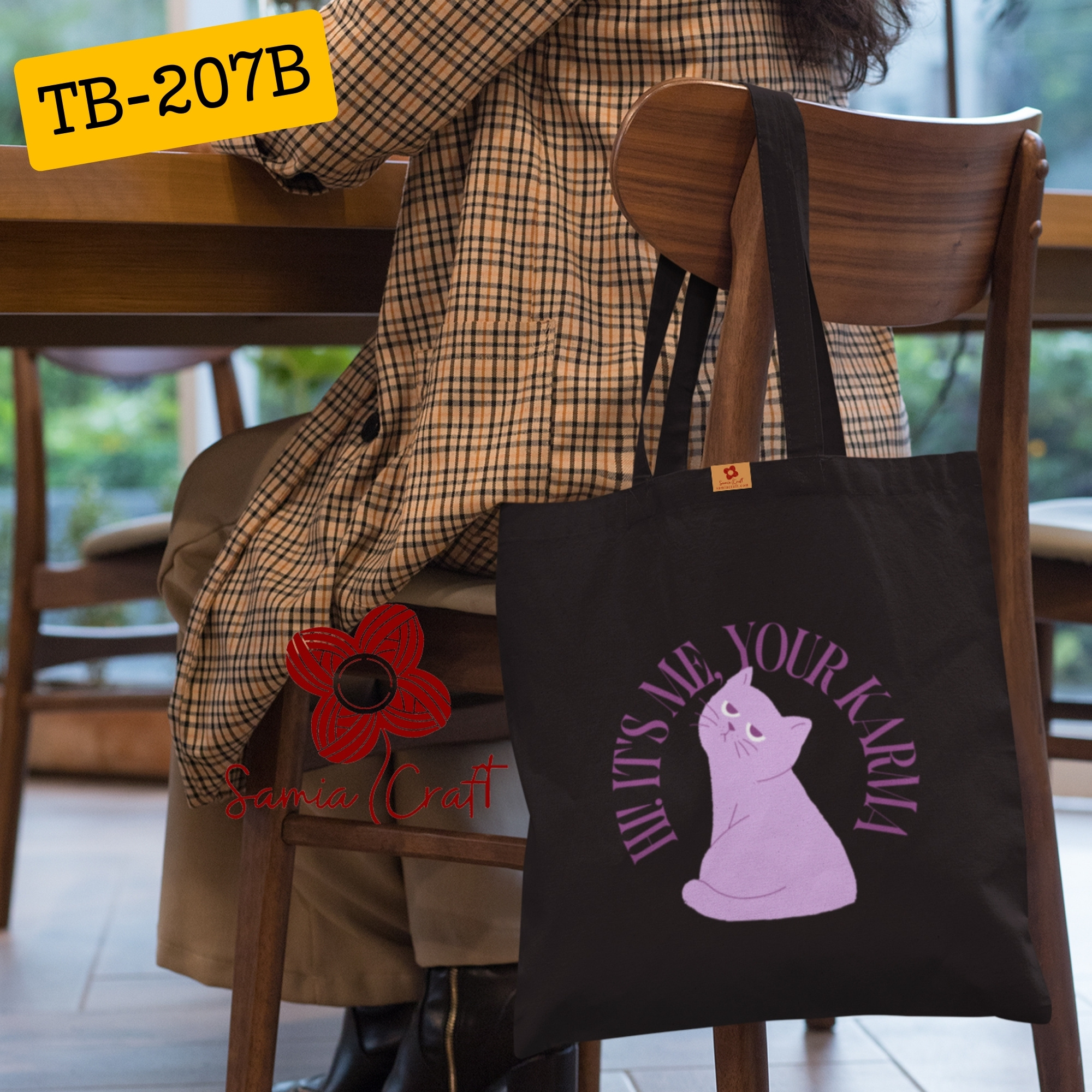 Picture of Samia Craft Nature's Strokes: Digital Print on Cotton Canvas Tote Bag