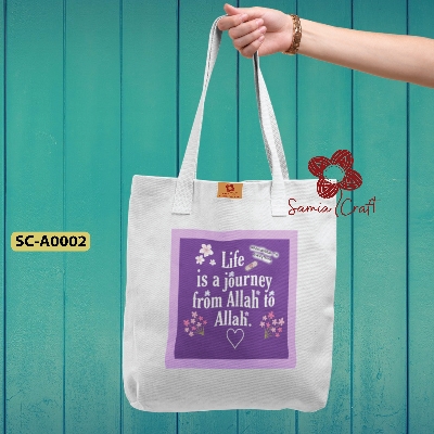 Picture of SamiaCraftsWomen Canvas Shopping Bag Students Book Bag Female Canvas Cloth Shoulder Bag Eco Handbag Tote Reusable Grocery Shopper Bags