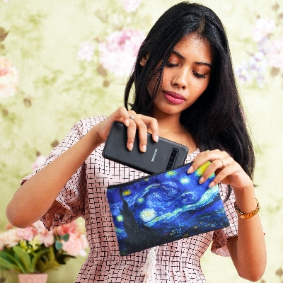 Picture of The Starry Night by Van Gogh Printed Pouch Bag: Women's Trendy Pouch Bags for Daily Use