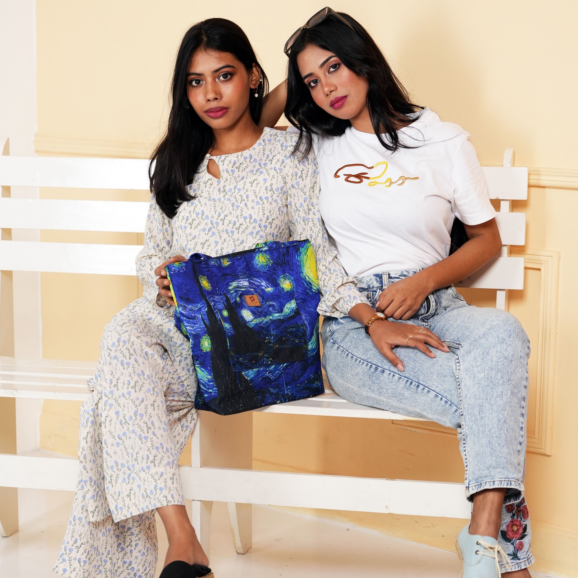Picture of SamiaCraft Beautiful Starry Night Design by Van Gogh Printed Stylish Modern Top Handle Bags for Women and Girls Picture of SamiaCraft Beautiful Starry Night Design by Van Gogh Printed Stylish Modern Top Handle Bags for Women and Girls