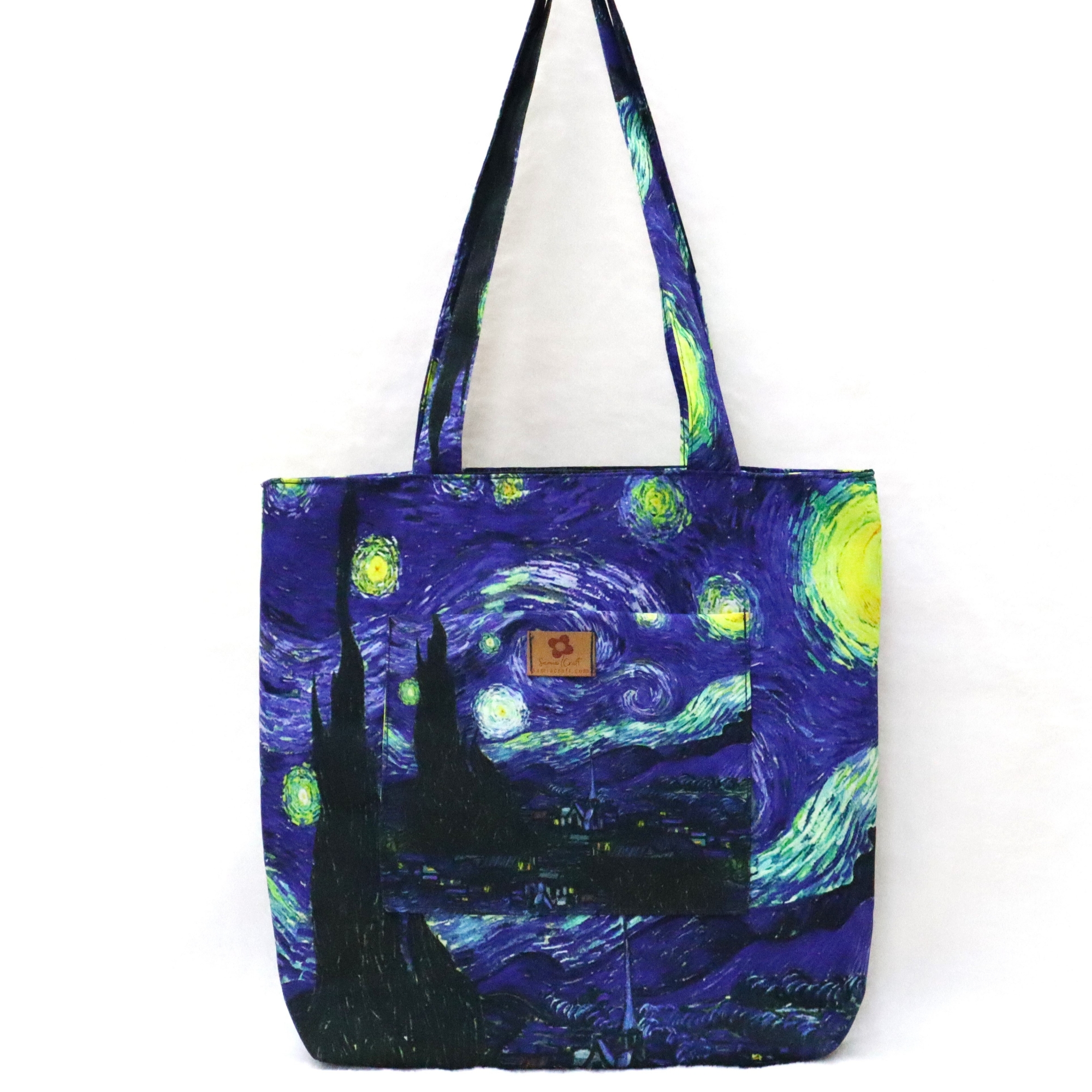 Picture of SamiaCraft Beautiful Starry Night Design by Van Gogh Printed Stylish Modern Top Handle Bags for Women and Girls Picture of SamiaCraft Beautiful Starry Night Design by Van Gogh Printed Stylish Modern Top Handle Bags for Women and Girls