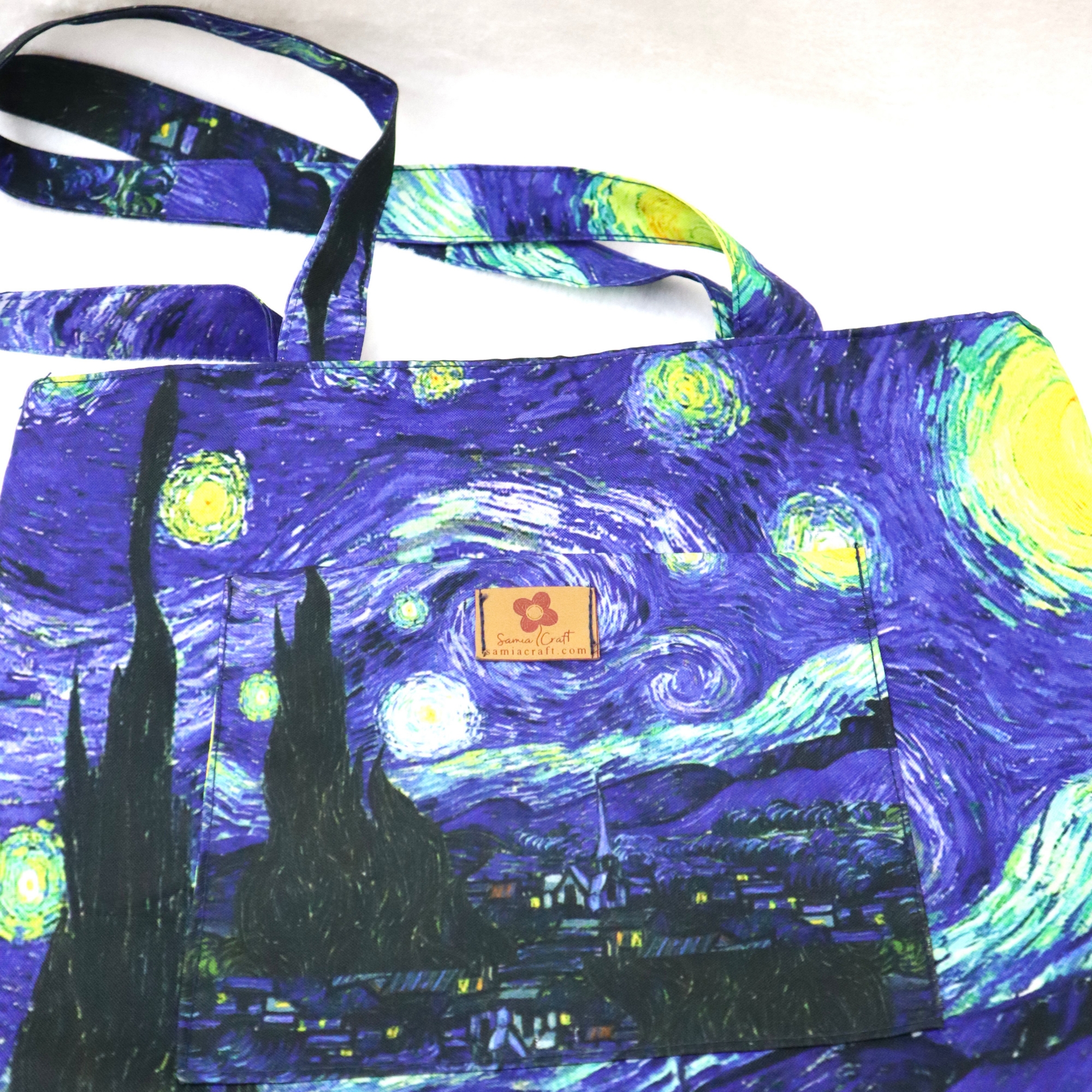 Picture of SamiaCraft Beautiful Starry Night Design by Van Gogh Printed Stylish Modern Top Handle Bags for Women and Girls Picture of SamiaCraft Beautiful Starry Night Design by Van Gogh Printed Stylish Modern Top Handle Bags for Women and Girls