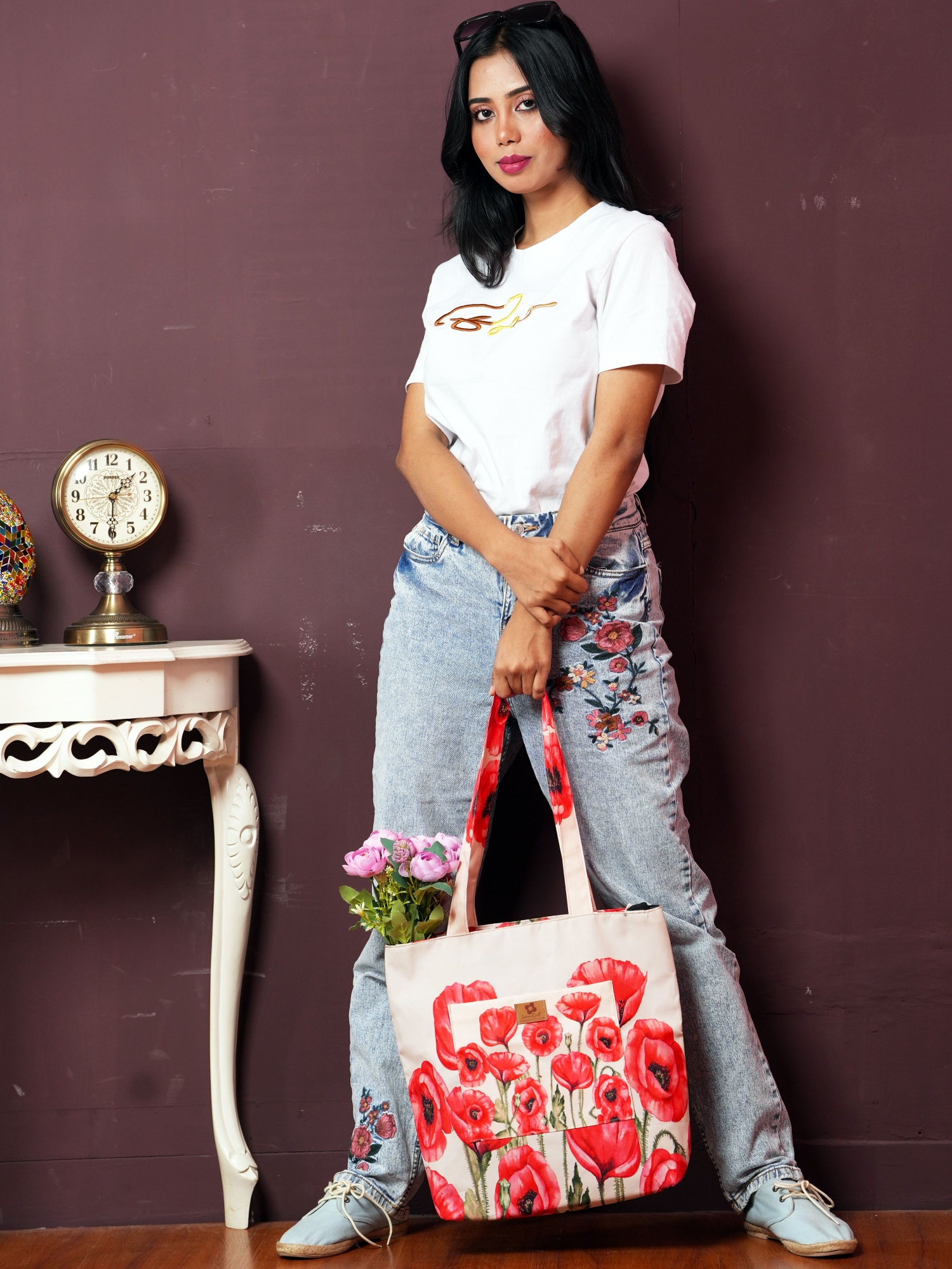 Picture of Red Poppy Flower Top Handle Bags for Women and Girls Picture of Red Poppy Flower Top Handle Bags for Women and Girls