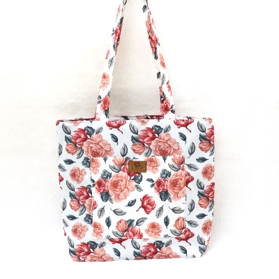 Picture of Detailed Floral Peach Tone Modern Top Handle Bags with Gadget Pockets Picture of Detailed Floral Peach Tone Modern Top Handle Bags with Gadget Pockets