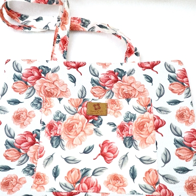 Picture of Detailed Floral Peach Tone Modern Top Handle Bags with Gadget Pockets Picture of Detailed Floral Peach Tone Modern Top Handle Bags with Gadget Pockets