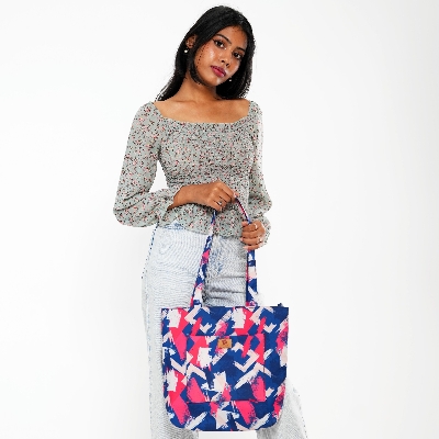 Picture of Abstract Brush Strokes Printed Stylish Top Handle Bags for Collage or University