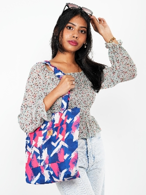 Picture of Abstract Brush Strokes Printed Stylish Top Handle Bags for Collage or University