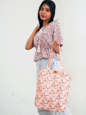 Picture of SamiaCrafts Superb Quality - Premium Zipper Tote Bag: Hand Drawn Rainbow Pattern Printed Tote Bag - Trend and Needful - Designed - Urban Vibes