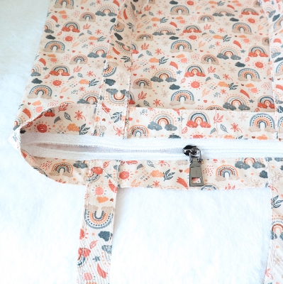 Picture of SamiaCrafts Superb Quality - Premium Zipper Tote Bag: Hand Drawn Rainbow Pattern Printed Tote Bag - Trend and Needful - Designed - Urban Vibes