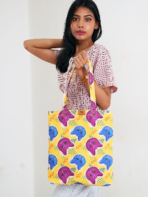 Picture of SamiaCrafts Trendy All-Over Print Tote Bag: Cat Gradient Zine Culture Printed Tote Bag Picture of SamiaCrafts Trendy All-Over Print Tote Bag: Cat Gradient Zine Culture Printed Tote Bag