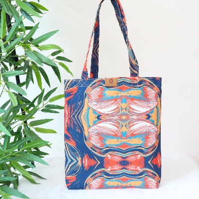 Picture of SamiaCrafts Stylish Addition - All-Over Printed Tote Bag: Abstract Watercolor Geometric Printed Tote Bag - Sustainable Choice - Durablity Assurance