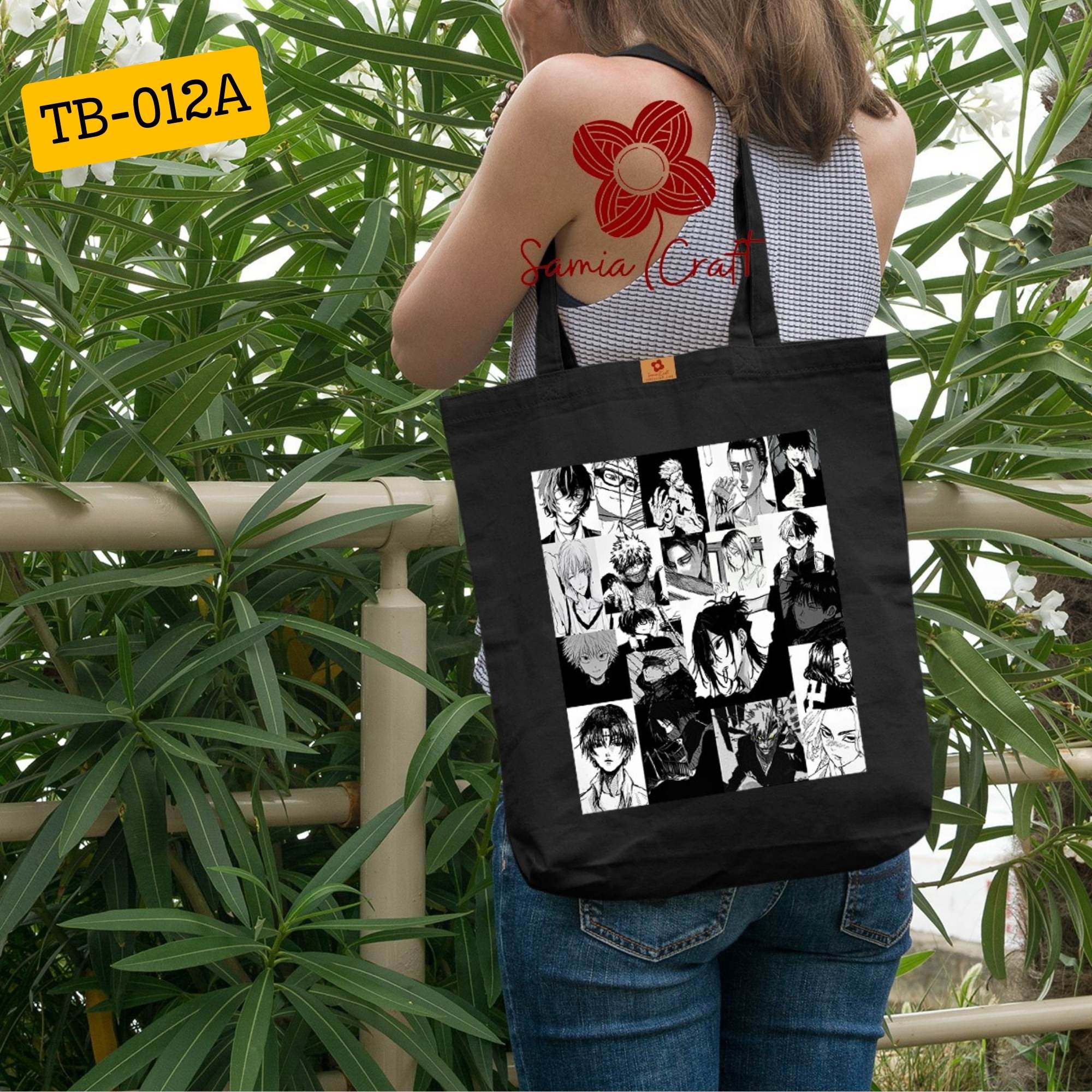 Picture of Samia Craft Anime Designed Cotton Canvas Tote Bag with Zipper for School College University and Anime Lover Picture of Samia Craft Anime Designed Cotton Canvas Tote Bag with Zipper for School College University and Anime Lover