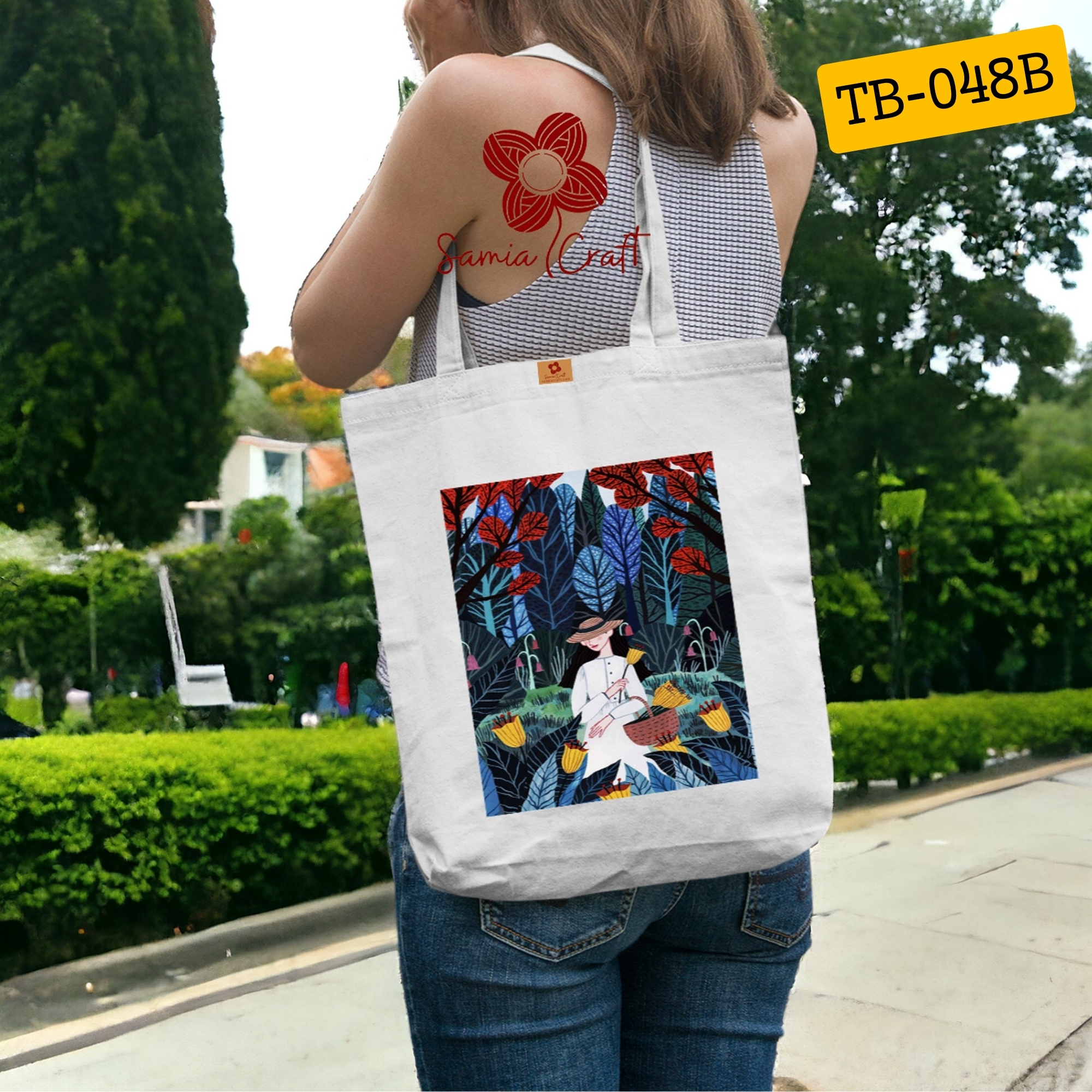 Picture of SamiaCrafts Stylish Canvas Bag With Zipper - Tote Bag With Zipper For School College University - Premium Women's Shoulder Hand Bag with Design Picture of SamiaCrafts Stylish Canvas Bag With Zipper - Tote Bag With Zipper For School College University - Premium Women's Shoulder Hand Bag with Design