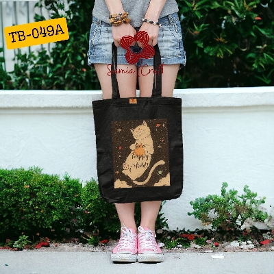 Picture of SamiaCrafts Kitty Designed Cotton Canvas Fabric Hand Tote Bag  With Zipper For Modern Stylish Women's School College University Students & Cat Lover Picture of SamiaCrafts Kitty Designed Cotton Canvas Fabric Hand Tote Bag  With Zipper For Modern Stylish Women's School College University Students & Cat Lover