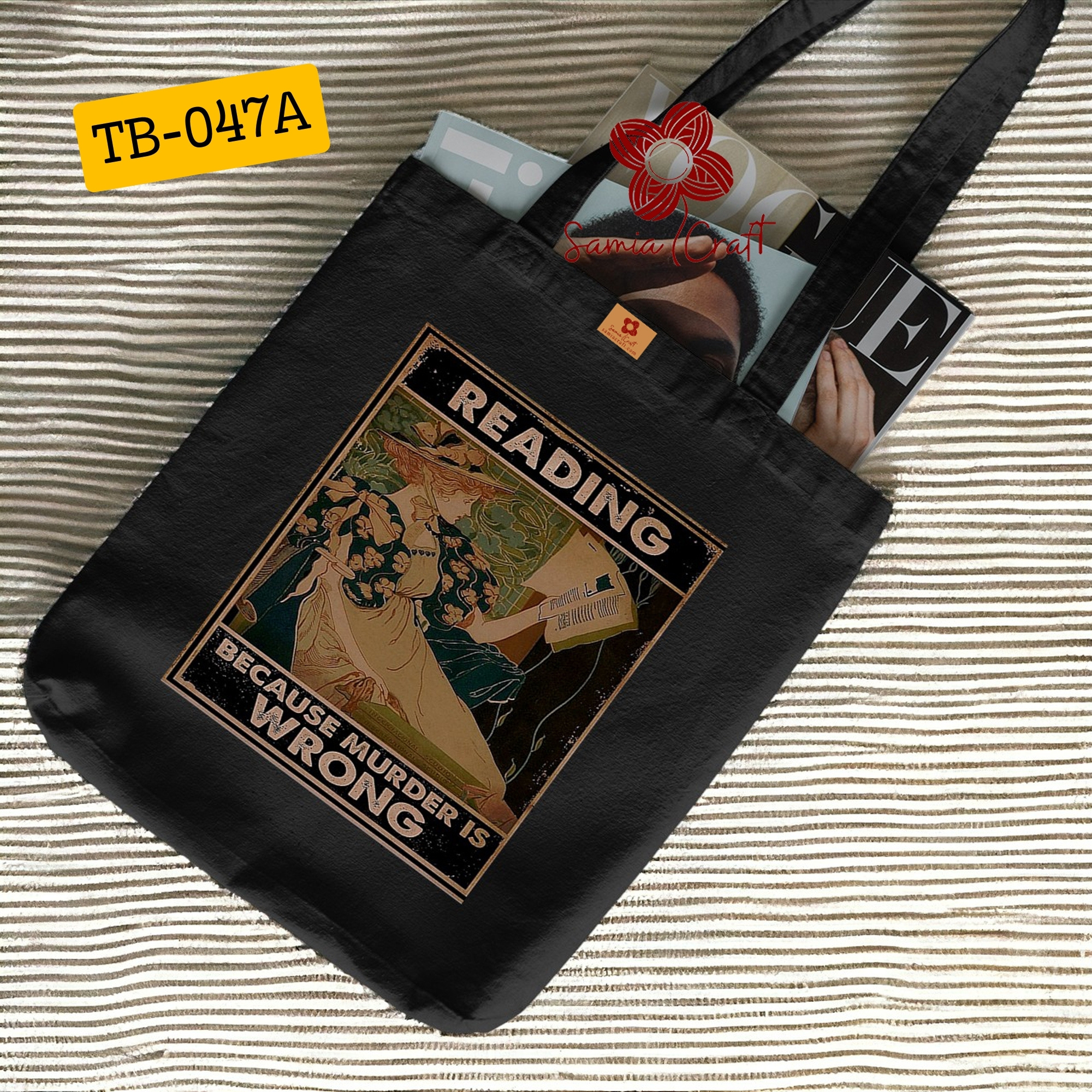 Picture of SamiaCrafts Reading Designed Cotton Canvas Tote Bag With Zipper for Women & Ladies of School College University Students Stylish Modern Picture of SamiaCrafts Reading Designed Cotton Canvas Tote Bag With Zipper for Women & Ladies of School College University Students Stylish Modern