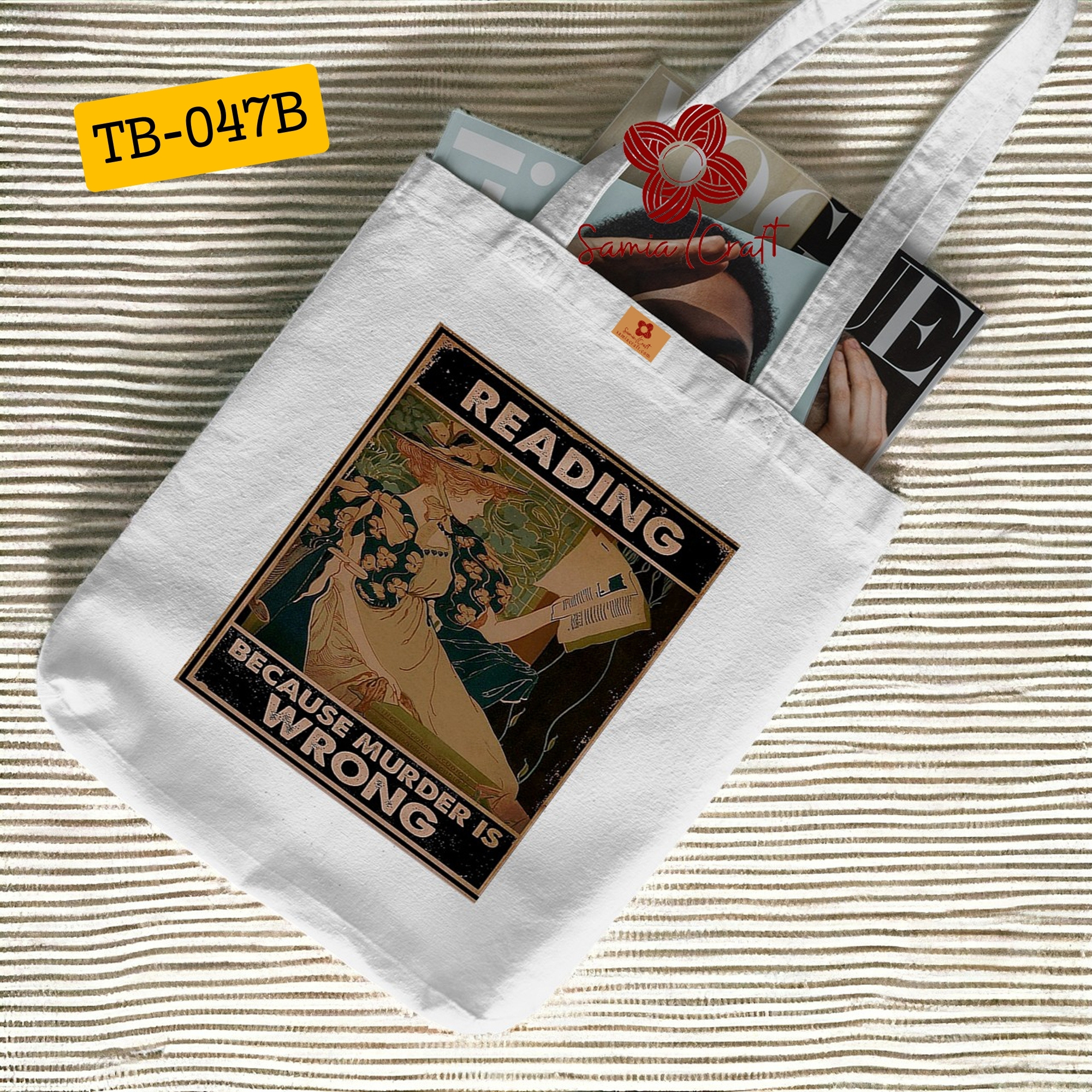 Picture of SamiaCrafts Reading Designed Cotton Canvas Tote Bag With Zipper for Women & Ladies of School College University Students Stylish Modern Picture of SamiaCrafts Reading Designed Cotton Canvas Tote Bag With Zipper for Women & Ladies of School College University Students Stylish Modern