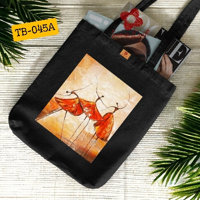 Picture of SamiaCrafts Dancing Art Design Cotton Canvas Fabric Tote Canvas Bag With Zipper - Hand Shoulder Bag -  Modern & Fashionable - for School College University Picture of SamiaCrafts Dancing Art Design Cotton Canvas Fabric Tote Canvas Bag With Zipper - Hand Shoulder Bag -  Modern & Fashionable - for School College University