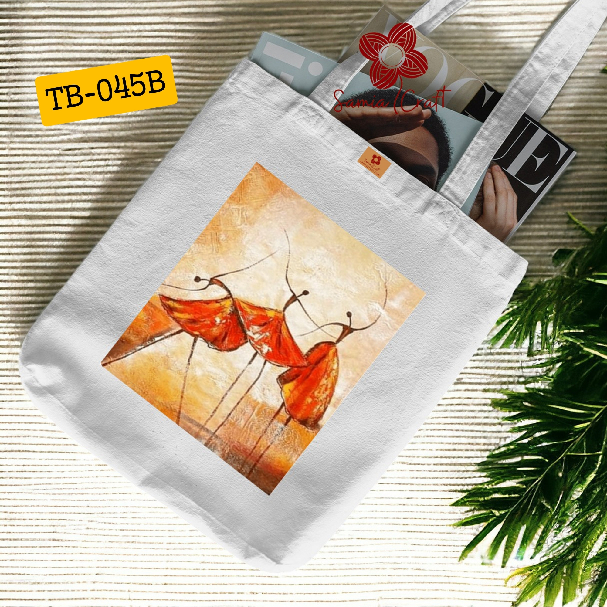 Picture of SamiaCrafts Dancing Art Design Cotton Canvas Fabric Tote Canvas Bag With Zipper - Hand Shoulder Bag -  Modern & Fashionable - for School College University Picture of SamiaCrafts Dancing Art Design Cotton Canvas Fabric Tote Canvas Bag With Zipper - Hand Shoulder Bag -  Modern & Fashionable - for School College University