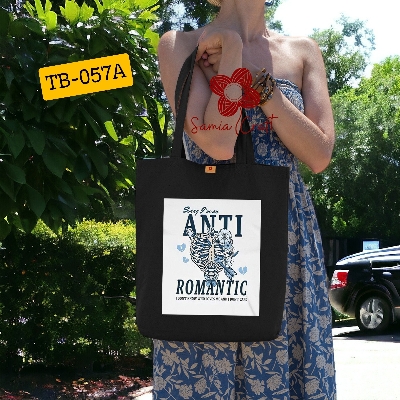 Picture of SamiaCrafts Romantic Skeleton Design Cotton Canvas Tote Bag With Zipper For Women's with Fashion  Modern - also School College University Students Picture of SamiaCrafts Romantic Skeleton Design Cotton Canvas Tote Bag With Zipper For Women's with Fashion  Modern - also School College University Students