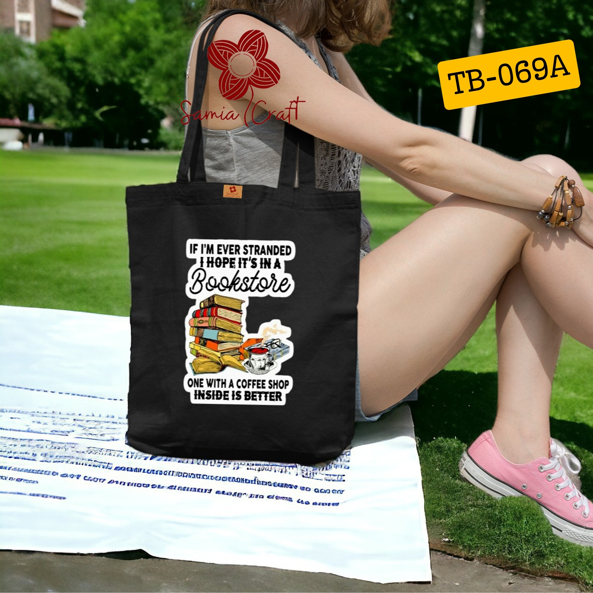 Picture of SamiaCrafts Book Lover Designed Cotton Canvas Tote Bag With Zipper For Women's Style and Modern - for School College University Students Everyday Daily Use Picture of SamiaCrafts Book Lover Designed Cotton Canvas Tote Bag With Zipper For Women's Style and Modern - for School College University Students Everyday Daily Use