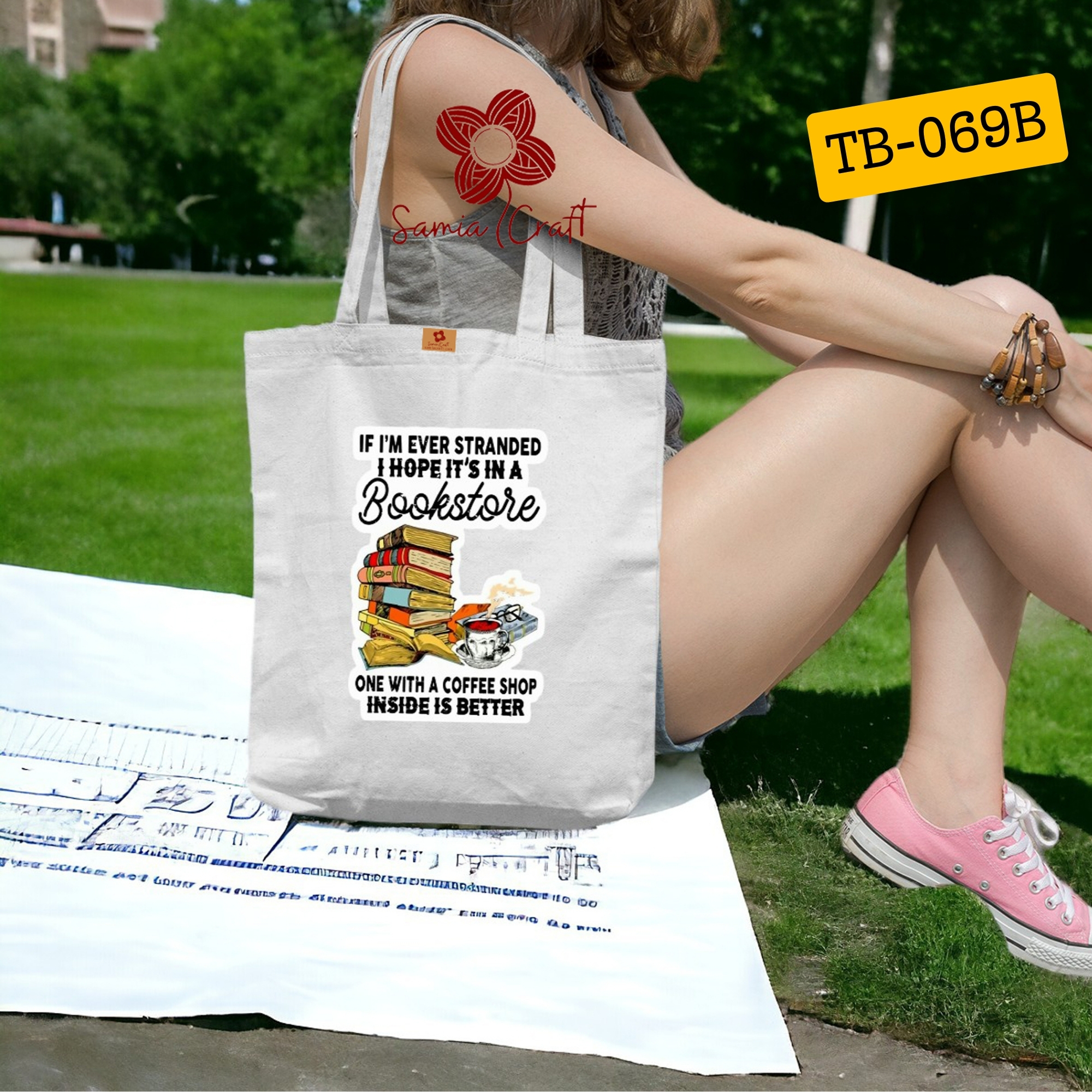 Picture of SamiaCrafts Book Lover Designed Cotton Canvas Tote Bag With Zipper For Women's Style and Modern - for School College University Students Everyday Daily Use Picture of SamiaCrafts Book Lover Designed Cotton Canvas Tote Bag With Zipper For Women's Style and Modern - for School College University Students Everyday Daily Use