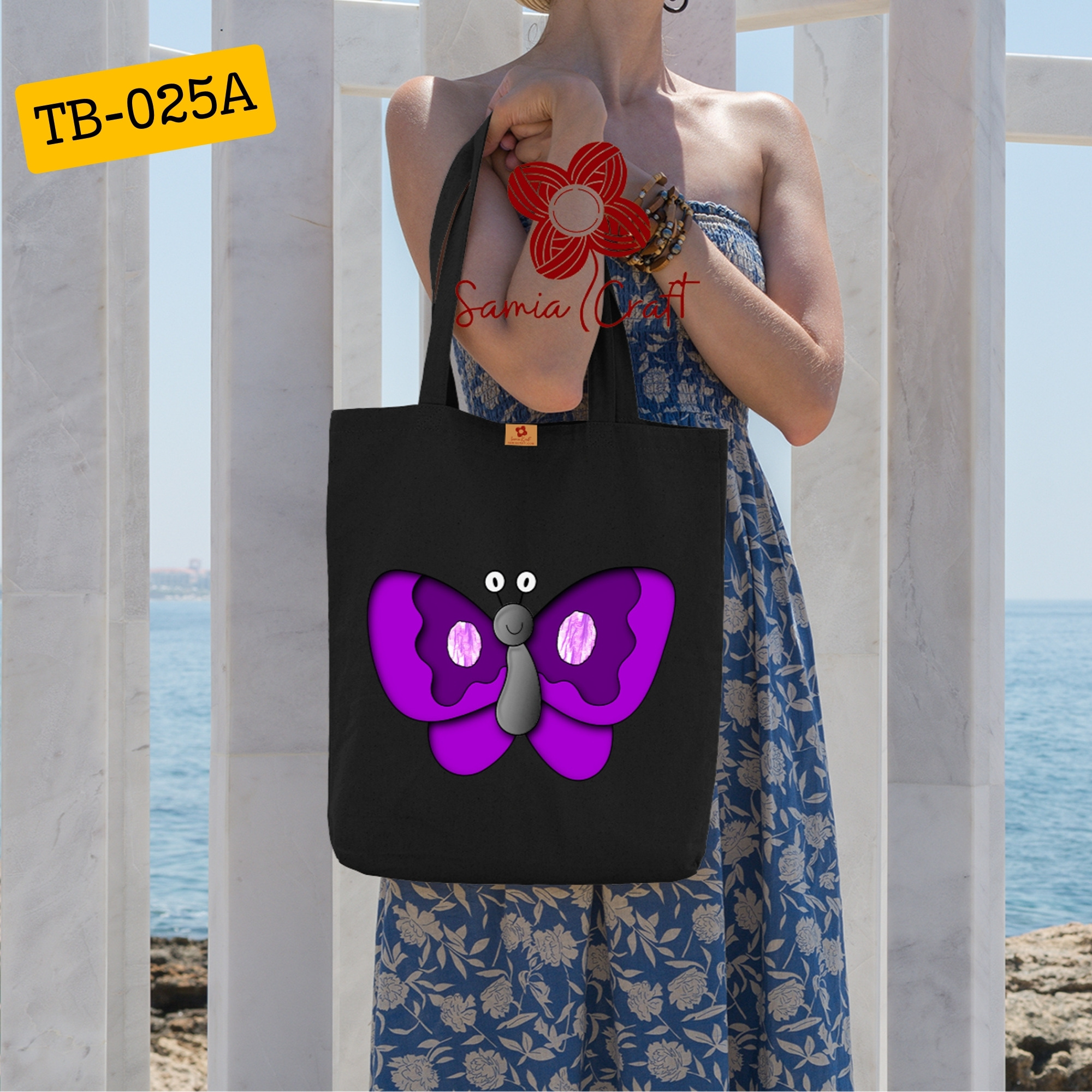 Picture of SamiaCrafts Butterfly Designed Cotton Canvas Tote Bag With Zipper For Everyday Daily Use Shopping Bag & School College University Picture of SamiaCrafts Butterfly Designed Cotton Canvas Tote Bag With Zipper For Everyday Daily Use Shopping Bag & School College University