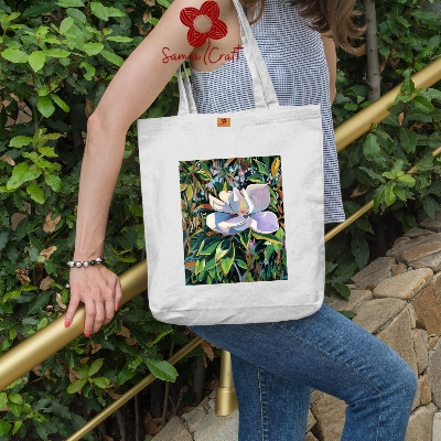 Picture of SamiaCrafts Versatile Canvas Tote Bag with Zipper for Women – Perfect for University, College, and Everyday Use