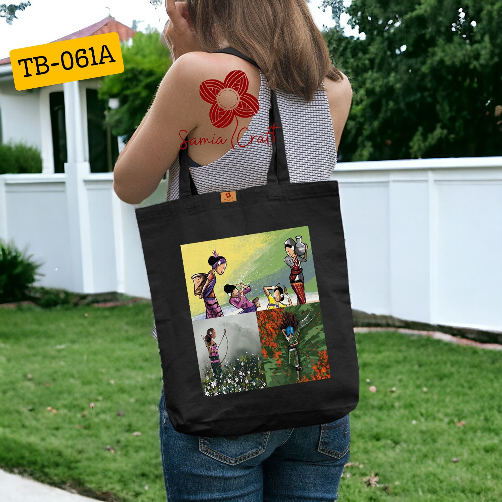 Picture of SamiaCrafts Lightweight Canvas Fabric Tote Bag with Zipper for Girls and Women – Perfect for College & Gym Picture of SamiaCrafts Lightweight Canvas Fabric Tote Bag with Zipper for Girls and Women – Perfect for College & Gym