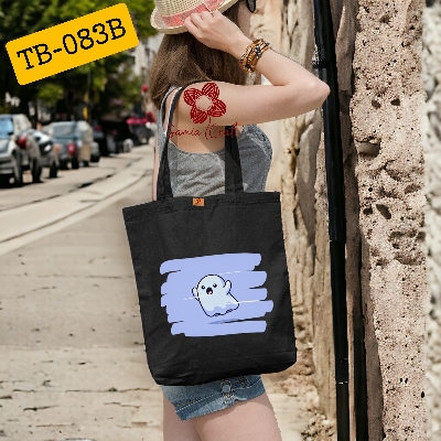 Picture of SamiaCrafts Cute Ghost Designed Cotton Canvas Tote Bag With Zipper for Women Girls Ladies Everyday Daily Use Fashionable Hand Shoulder Bag - School College University Students Picture of SamiaCrafts Cute Ghost Designed Cotton Canvas Tote Bag With Zipper for Women Girls Ladies Everyday Daily Use Fashionable Hand Shoulder Bag - School College University Students