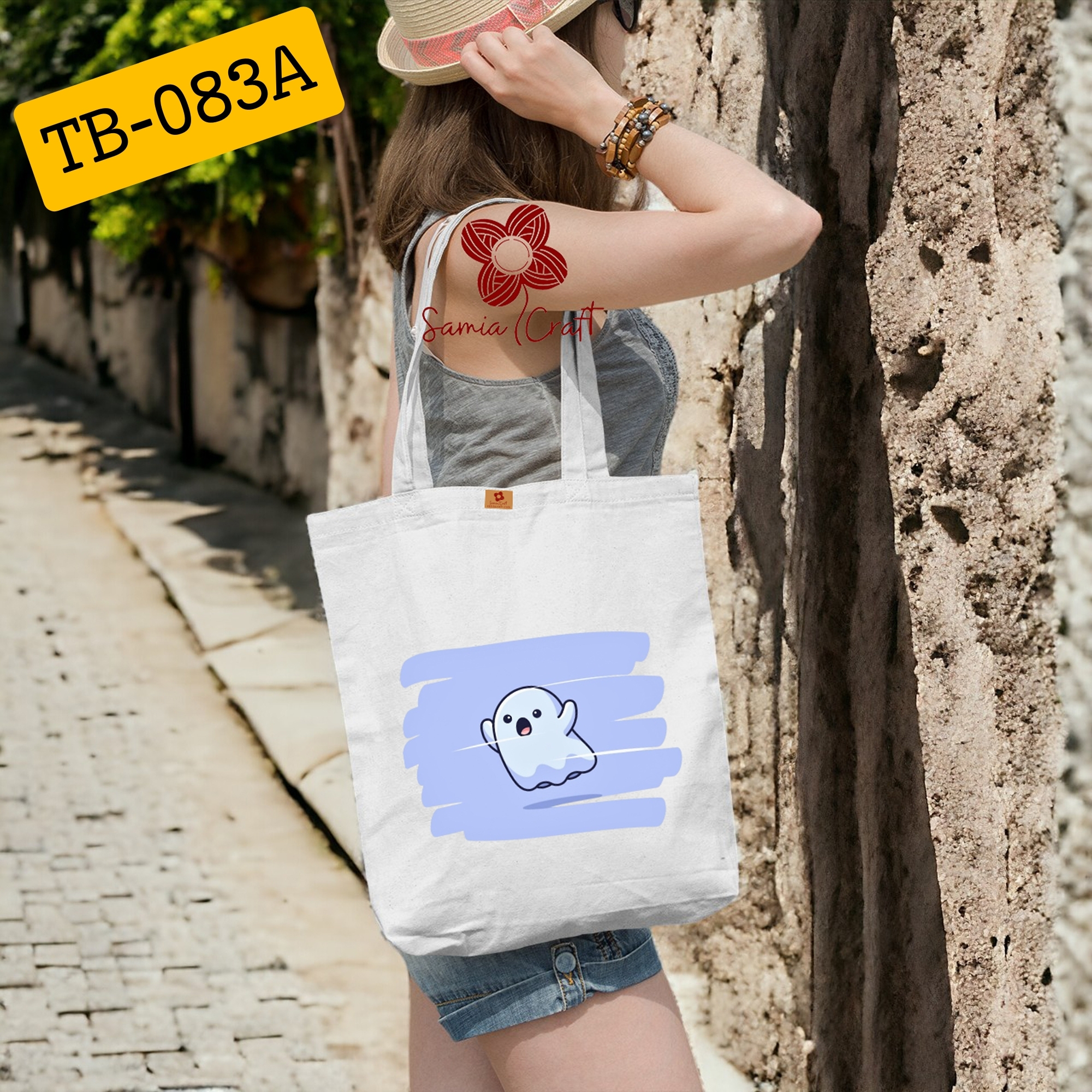 Picture of SamiaCrafts Cute Ghost Designed Cotton Canvas Tote Bag With Zipper for Women Girls Ladies Everyday Daily Use Fashionable Hand Shoulder Bag - School College University Students Picture of SamiaCrafts Cute Ghost Designed Cotton Canvas Tote Bag With Zipper for Women Girls Ladies Everyday Daily Use Fashionable Hand Shoulder Bag - School College University Students