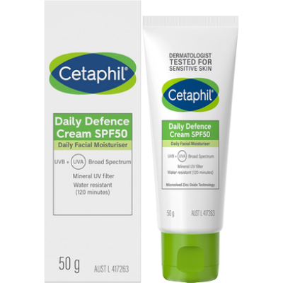 Picture of Cetaphil Daily Defence Face Moisturiser with SPF50Plus for Sensitive Skin - 50 gm