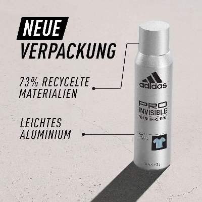 Picture of adidas Pro Invisible Antiperspirant Deodorant Spray for Him, 48 Hours Dry Protection and Long-Lasting Freshness, 150 ml
