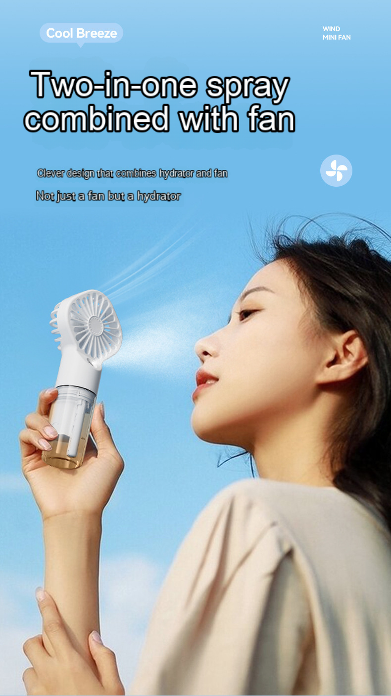Picture of Portable Handheld Mist Fan 2 In 1 Water Spray Mini Fan Air Cooler For Room Outdoor Camping Cooling Tools Face Hydration Device