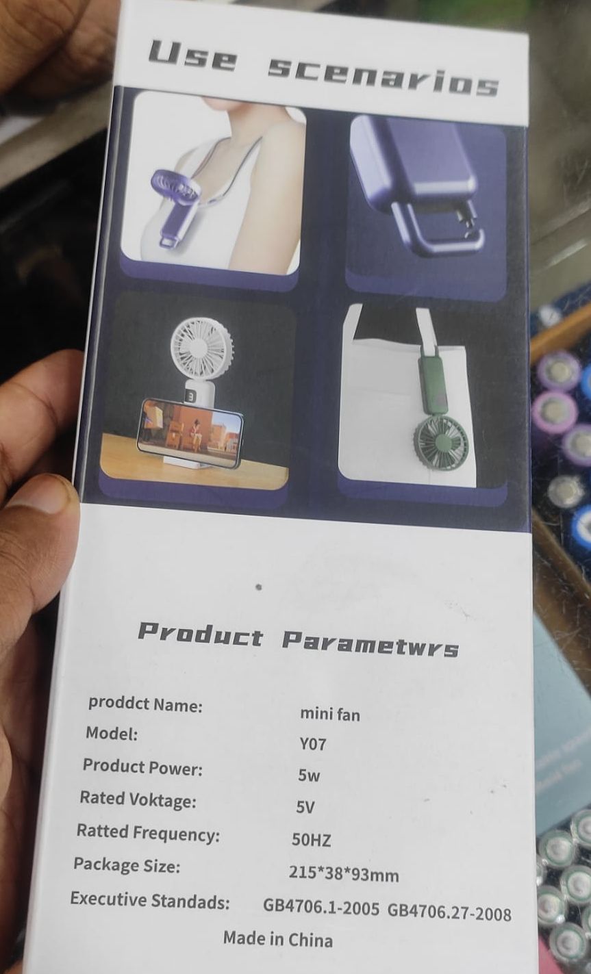 Picture of Portable Handheld Fan 5 Adjustable Speed Rechargeable Mini Fan 90° Angle Adjustment Foldable Fan Quiet Personal Fan