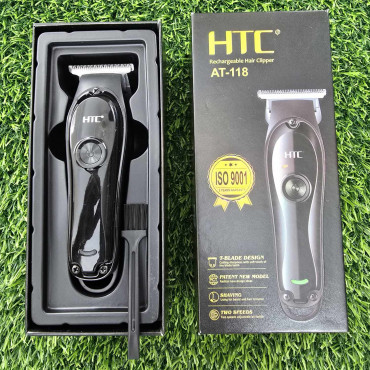 Picture of HTC AT-118 Professional T-blade Zero Cutting For Barber And Home Use Lithium Battery LED Display Two Speeds Control Hair Clipper For Hair Cutting