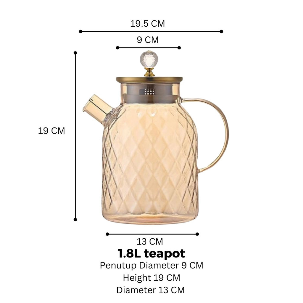 Picture of 1800 ml Glass Water Pitcher with Lid, Glass Water Kettle, Stovetop & Microwave Safe Glass Borosilicate Teapot, Glass Teapot, for Tea Coffee.