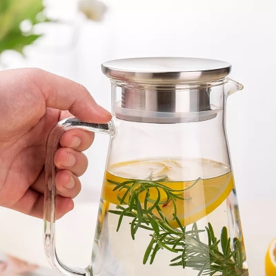 Picture of Progressive - 1400ml 47.3oz DELI Borosilicate Custom Teapot Bottles Large Water Milk Glass Jug with Lid - Kitchen & Dining