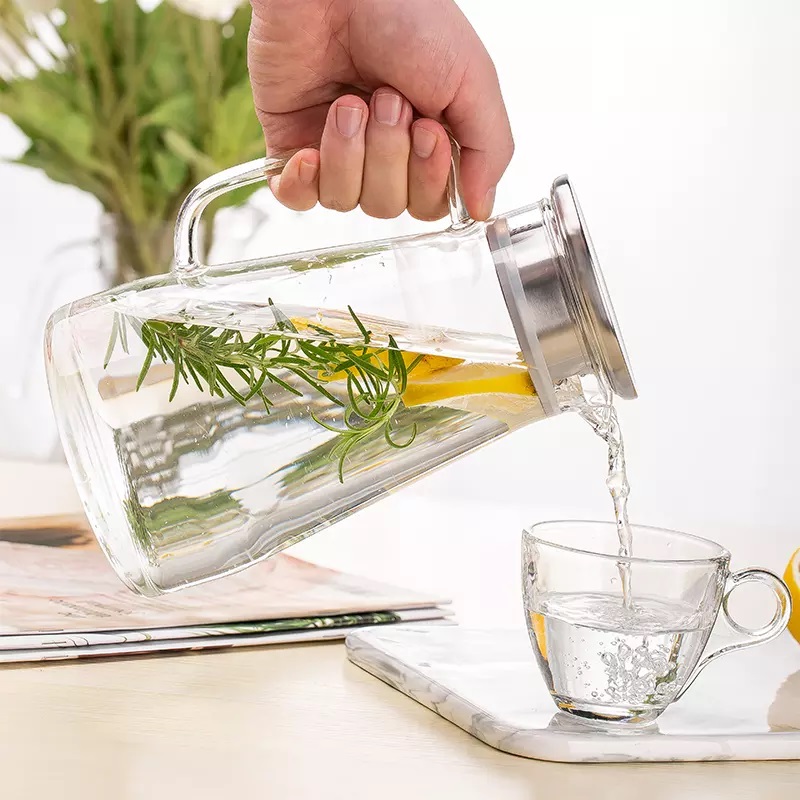 Picture of Progressive - 1400ml 47.3oz DELI Borosilicate Custom Teapot Bottles Large Water Milk Glass Jug with Lid - Kitchen & Dining