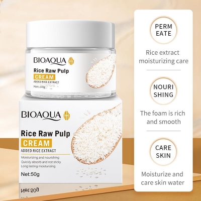 Picture of Bioaqua Rice Raw Pulp Rice Extracted Hydrating & Moisturizing Face Cream - 50g