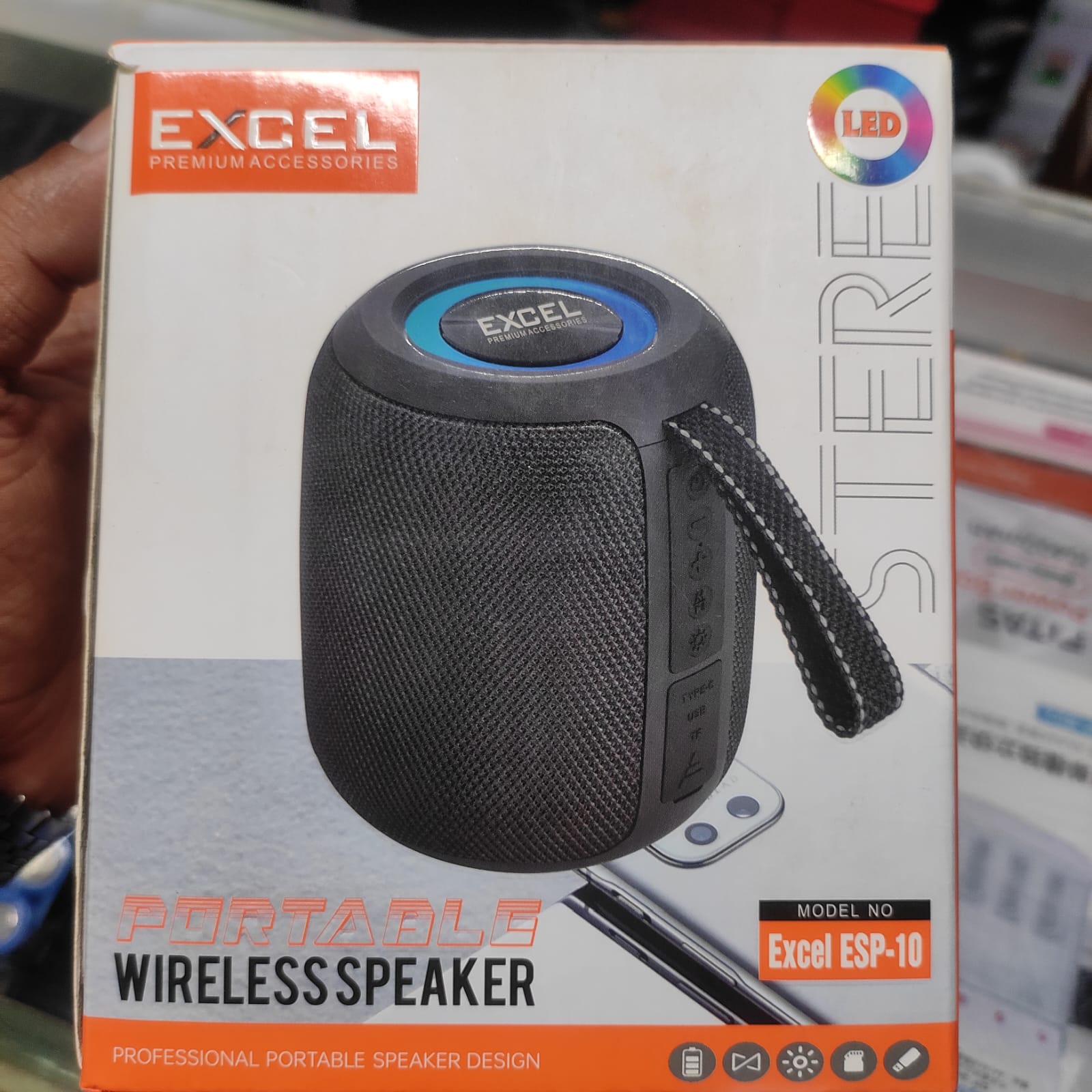 Picture of EXCEL ESP-10 High Quality Bluetooth Speaker 10W Multi-Media Bluetooth Party Speaker with RGB Lights, USB, SD Card, Handsfree Calling with TWS Function