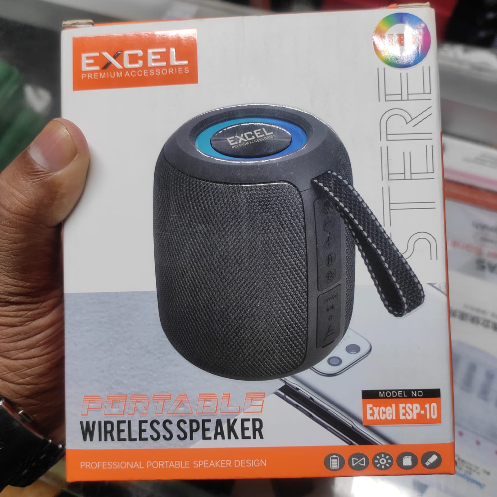 Picture of EXCEL ESP-10 High Quality Bluetooth Speaker 10W Multi-Media Bluetooth Party Speaker with RGB Lights, USB, SD Card, Handsfree Calling with TWS Function