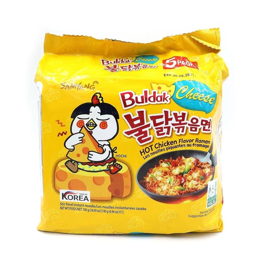 Picture of Noodles Samyang Buldak Cheese Hot Chicken Flavour Ramen - Pack of 5 (140gm*5)