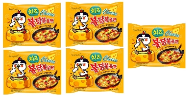 Picture of Noodles Samyang Buldak Cheese Hot Chicken Flavour Ramen - Pack of 5 (140gm*5)