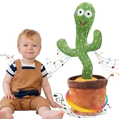 Picture of Dancing Cactus Toy - Talking & Singing Plush Toy, Repeats What You Say, LED Light Up, Baby Voice Recording, Wriggling Electronic Toy for Kids & Toddlers, Gift for Boys & Girls