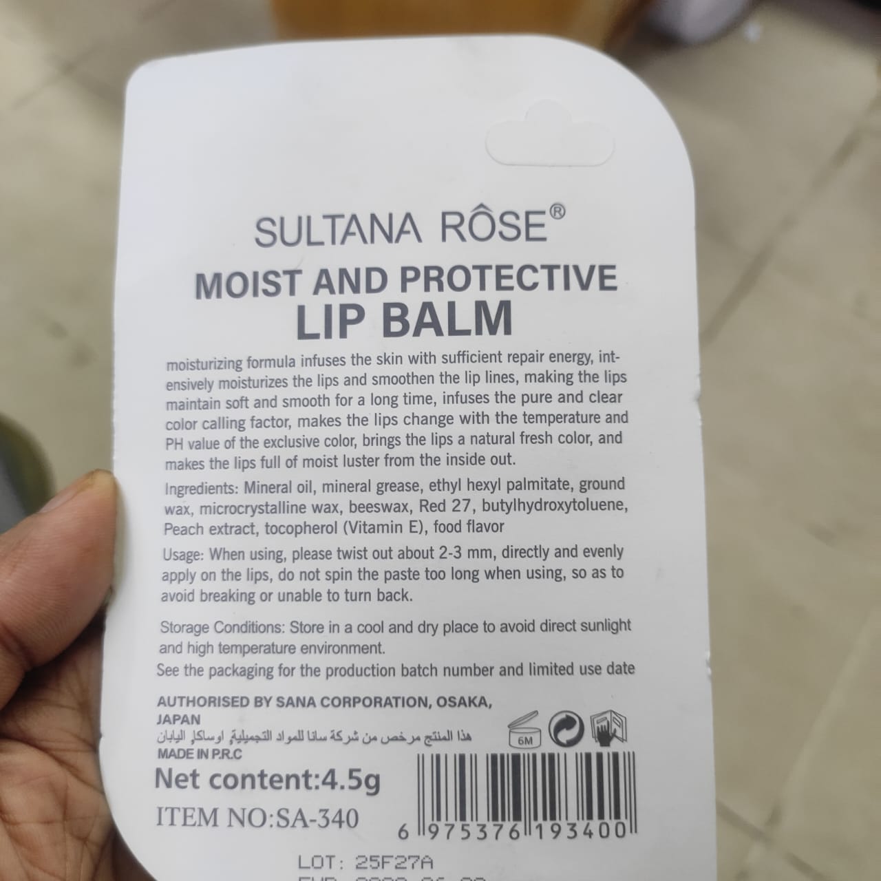 Picture of YARA Sultana Rose Moist and Protective Lip Balm 4.5gm 1piece