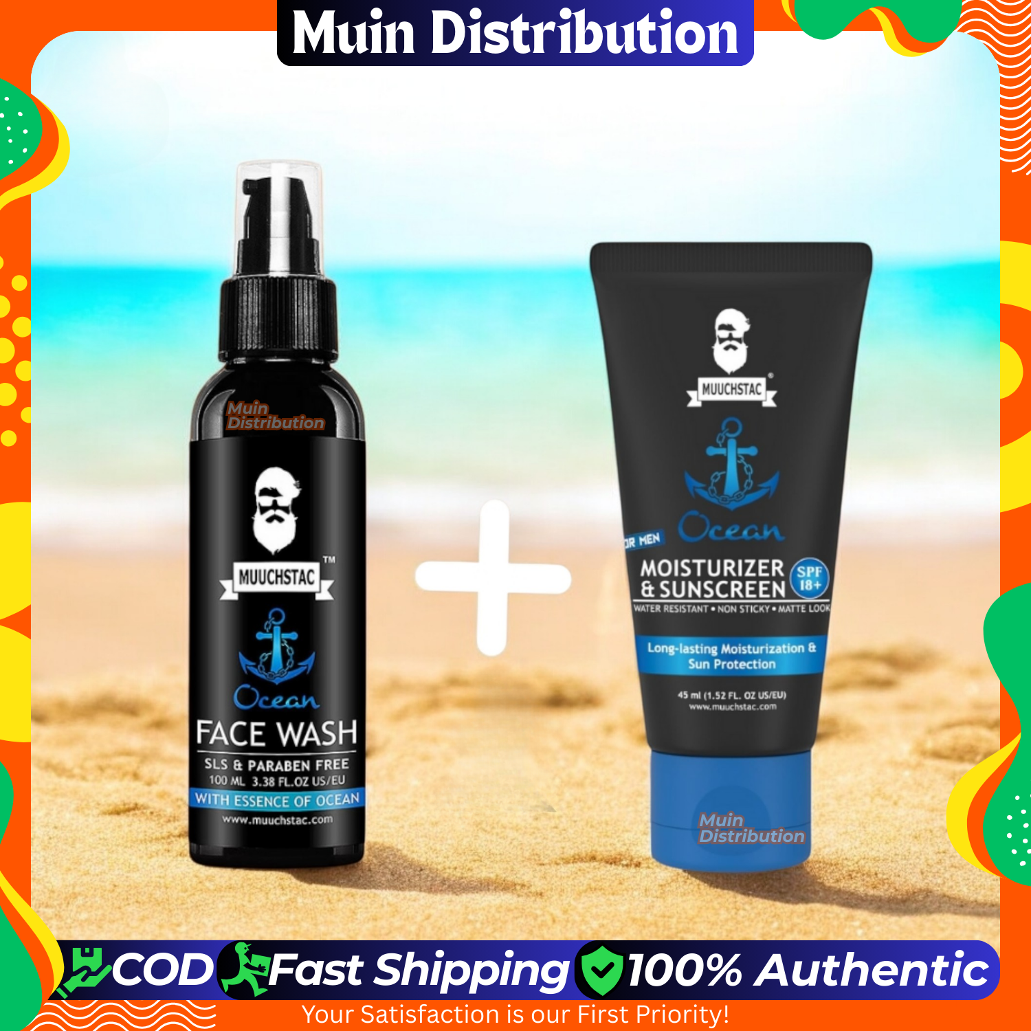 Picture of Muuchstac Ocean Facewash and Moisturizer Sunscreen Cream 2 in 1 Combo for men